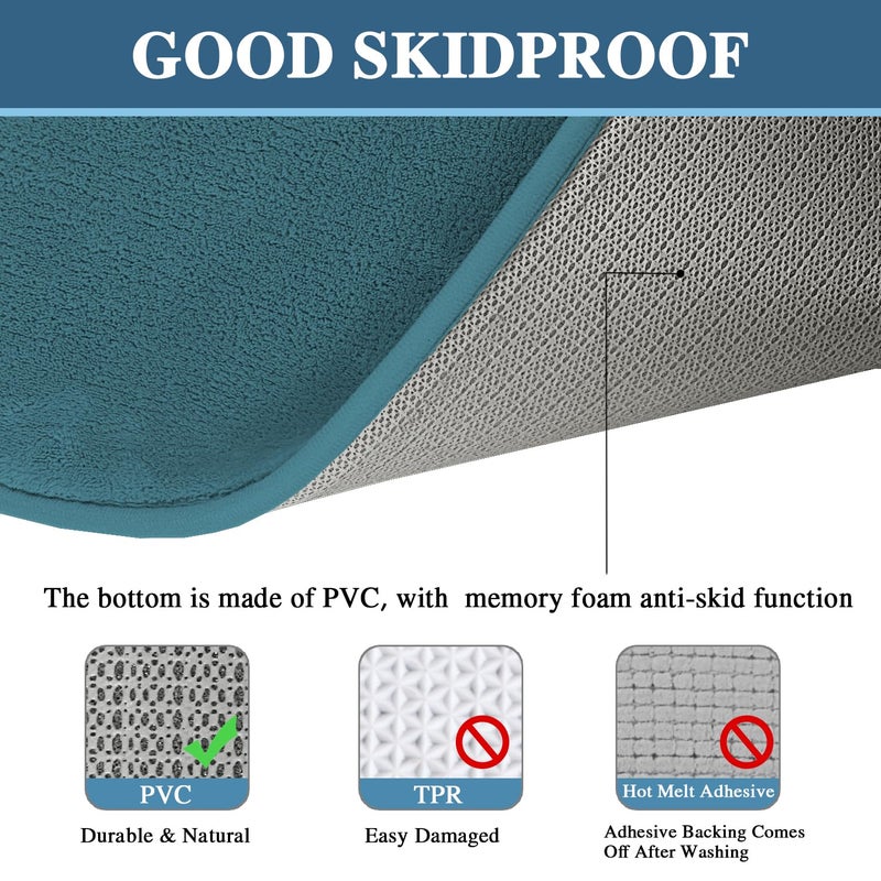 H.VERSAILTEX 2 Pack Non Slip Memory Foam Bathroom Rugs Non Slip Bath Mat Set Absorbent Super Cozy, Flannel Bathroom Rugs - Image 4